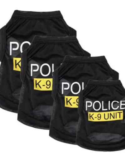 Police Suit Cosplay Dog Clothes Black Elastic Vest Puppy T-Shirt Coat Accessories Apparel Costumes Pet Clothes for Dogs Cats