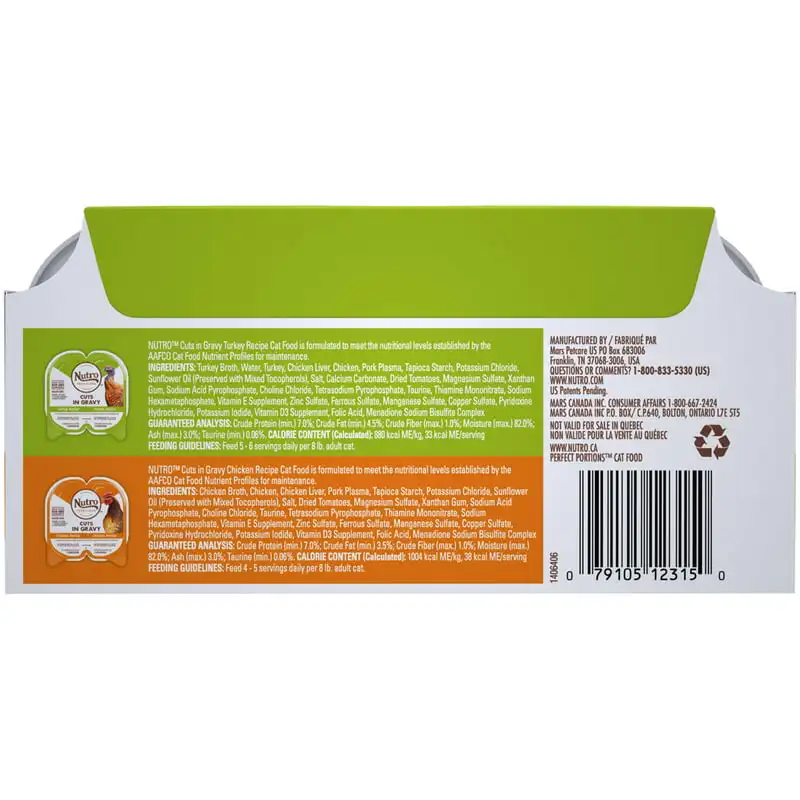 Free Natural Wet Cat Food Cuts in Gravy Turkey Recipe and Chicken Recipe Variety Pack, (12) 2.64 oz. PORTIONS Twin-Pack Trays - Image 2