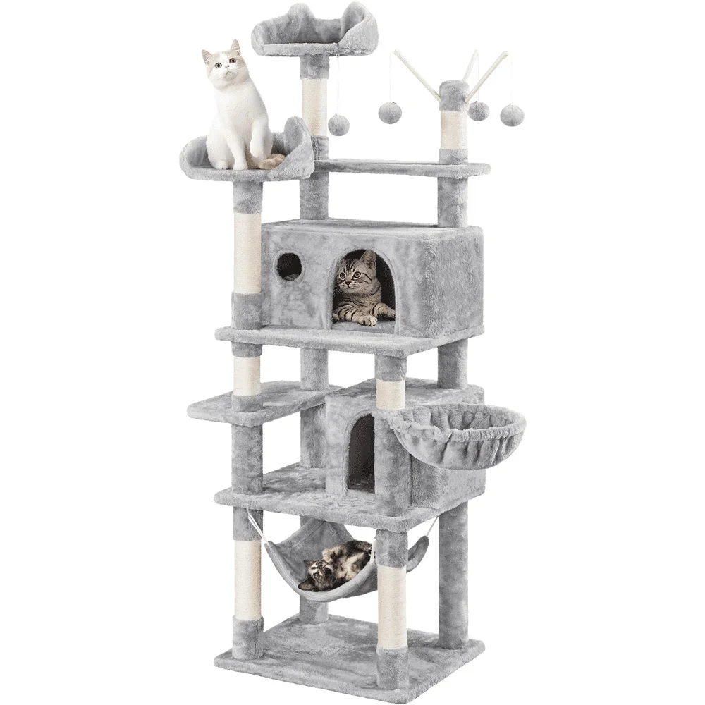 SmileMart 67'' H Multi-Level Cat Tree Cat Tower Condos,Cat Supplies,Cat Climbing Frame,Cat Toys,So That Cats Can Play Happily
