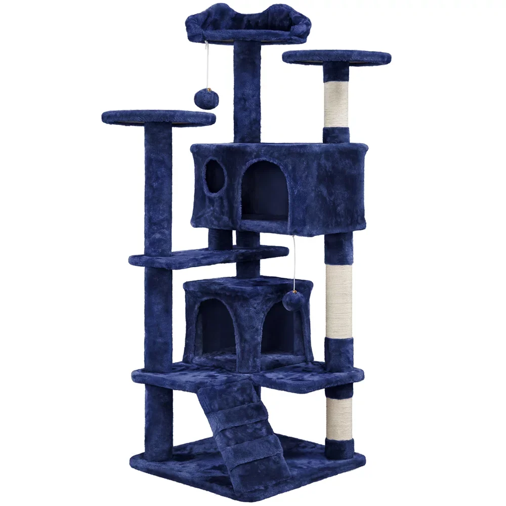 54.5" Multilevel Kitten Tree Condos With 2 Fur Balls & 3 Scratching Posts - Image 3