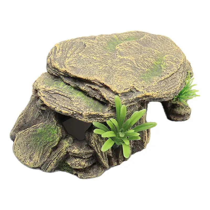 Pet Turtle Reptile Habitat Hiding Caves Shelter Hiding Crawling Turtle Reptile Basking Hide Habitat Tank Decoration Ornament