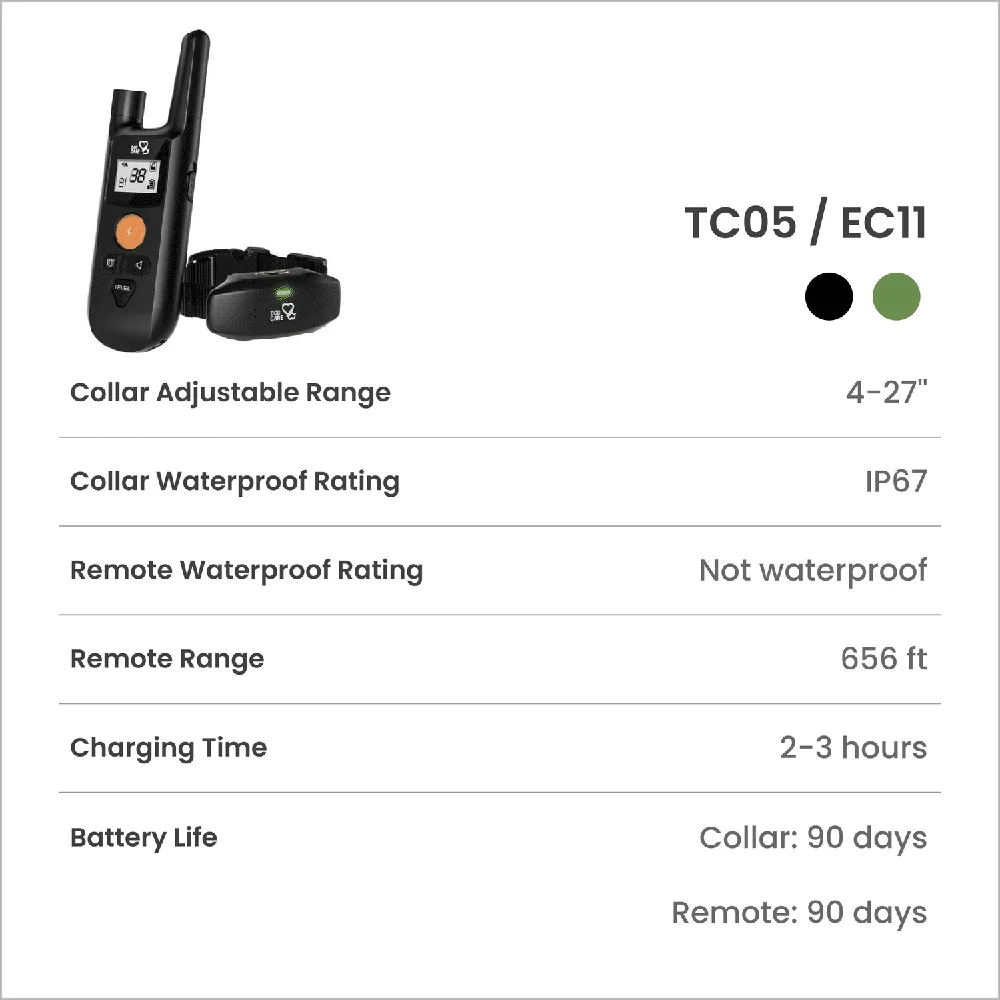 DOGCARE TC05 Digital Dog Training Collar Waterproof Rechargeable Remote Control Anti-Bark Pet Stop Shock Collar Electric Shocker - Image 6