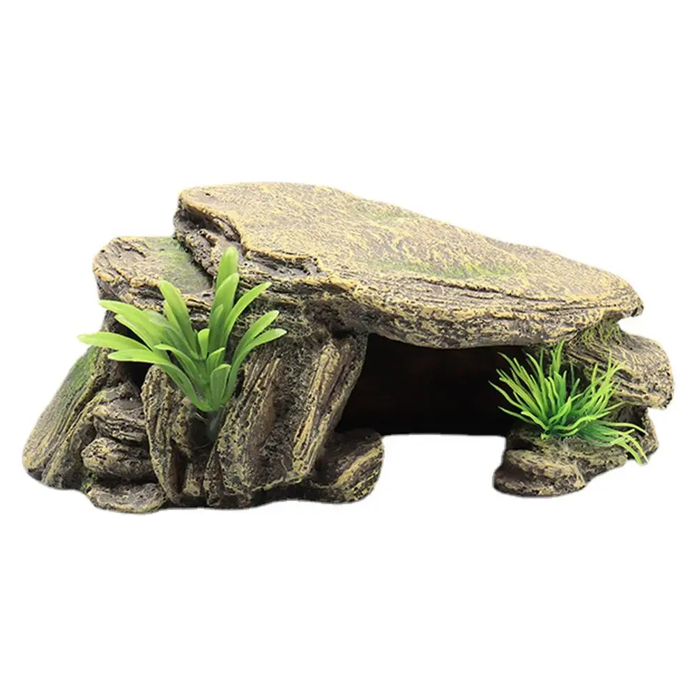 Pet Turtle Reptile Habitat Hiding Caves Shelter Hiding Crawling Turtle Reptile Basking Hide Habitat Tank Decoration Ornament - Image 7